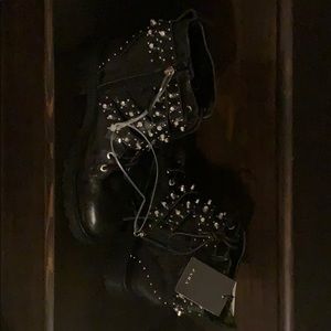 Zara studded moto boots size US9